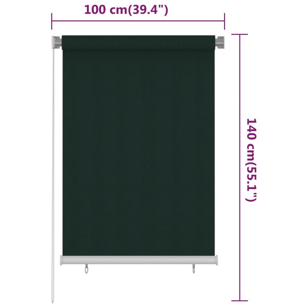 Lauko roletas, tamsiai žalios spalvos, 100x140cm, HDPE