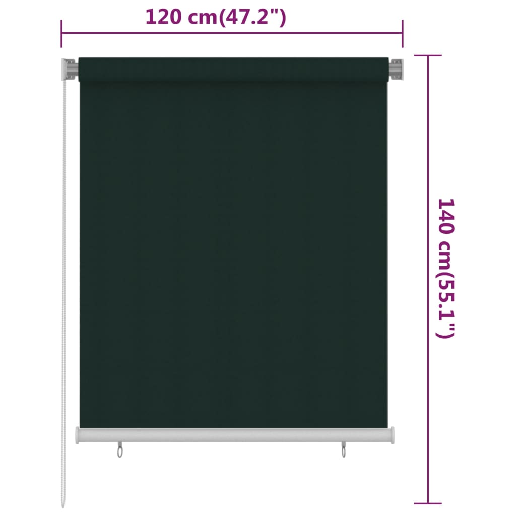 Lauko roletas, tamsiai žalios spalvos, 120x140cm, HDPE