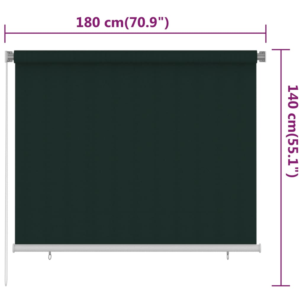 Lauko roletas, tamsiai žalios spalvos, 180x140cm, HDPE