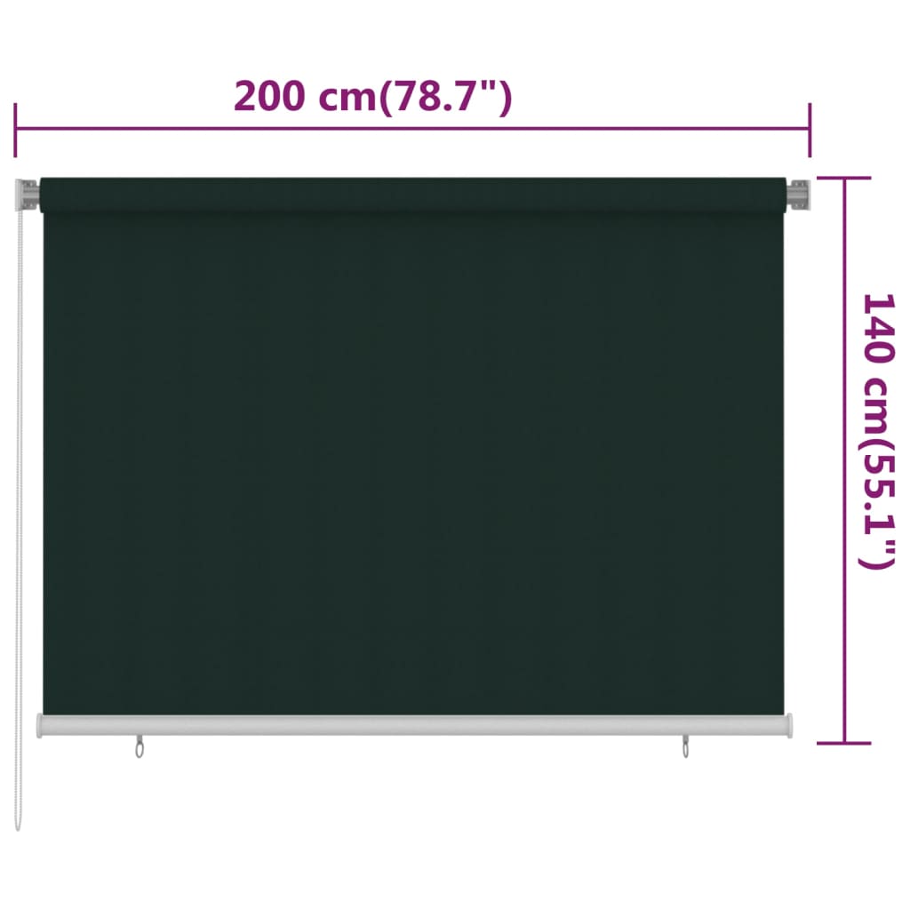 Lauko roletas, tamsiai žalios spalvos, 200x140cm, HDPE