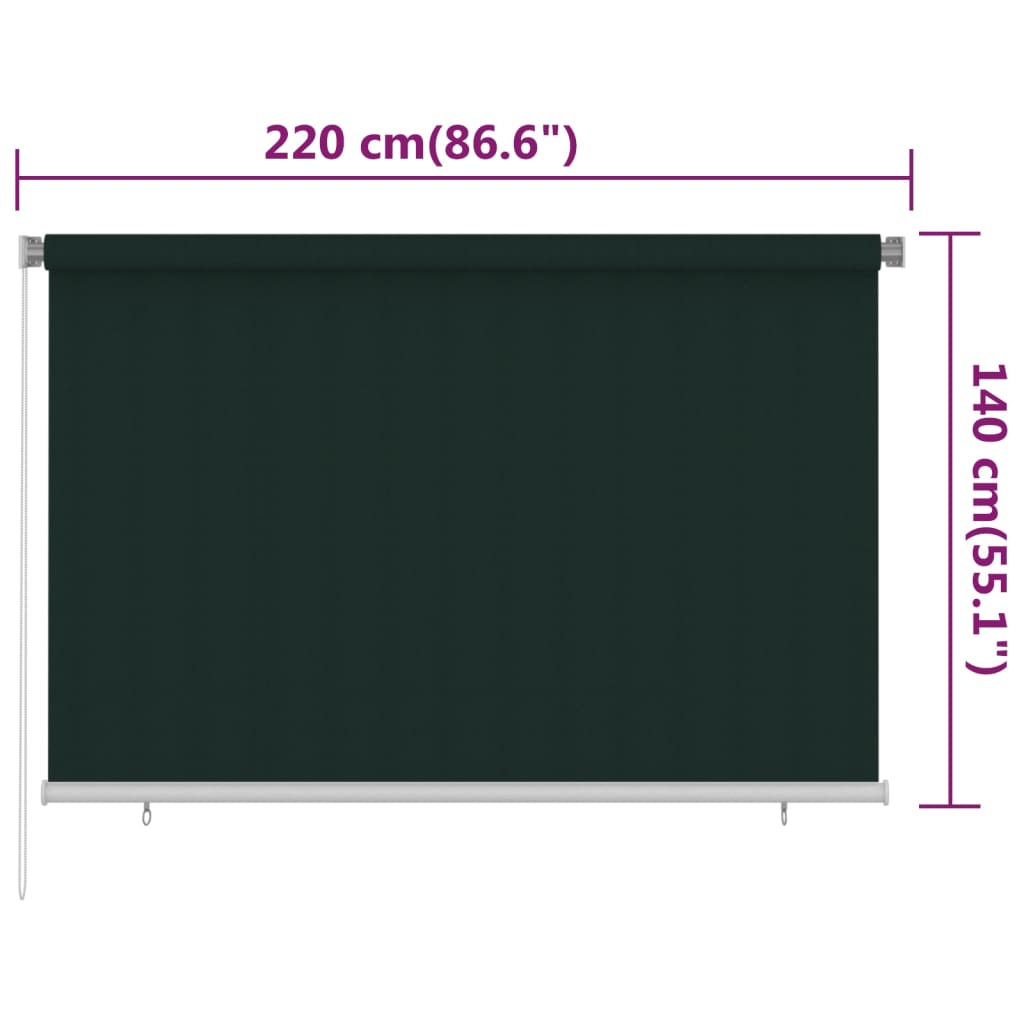 Lauko roletas, tamsiai žalios spalvos, 220x140cm, HDPE