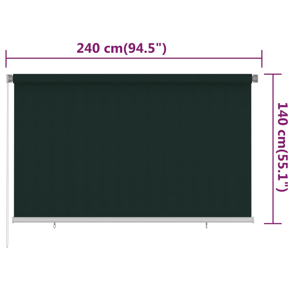 Lauko roletas, tamsiai žalios spalvos, 240x140cm, HDPE