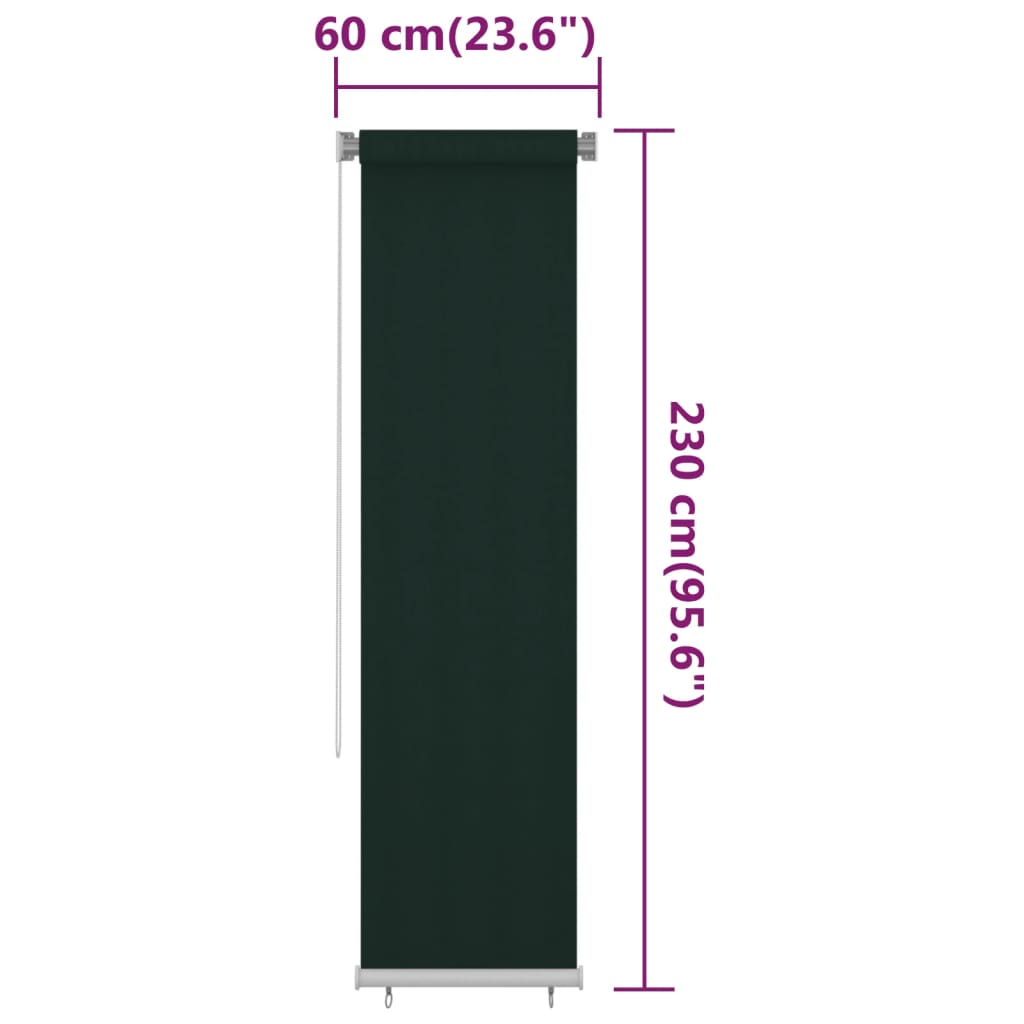 Lauko roletas, tamsiai žalios spalvos, 60x230cm, HDPE