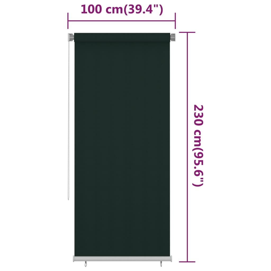 Lauko roletas, tamsiai žalios spalvos, 100x230cm, HDPE