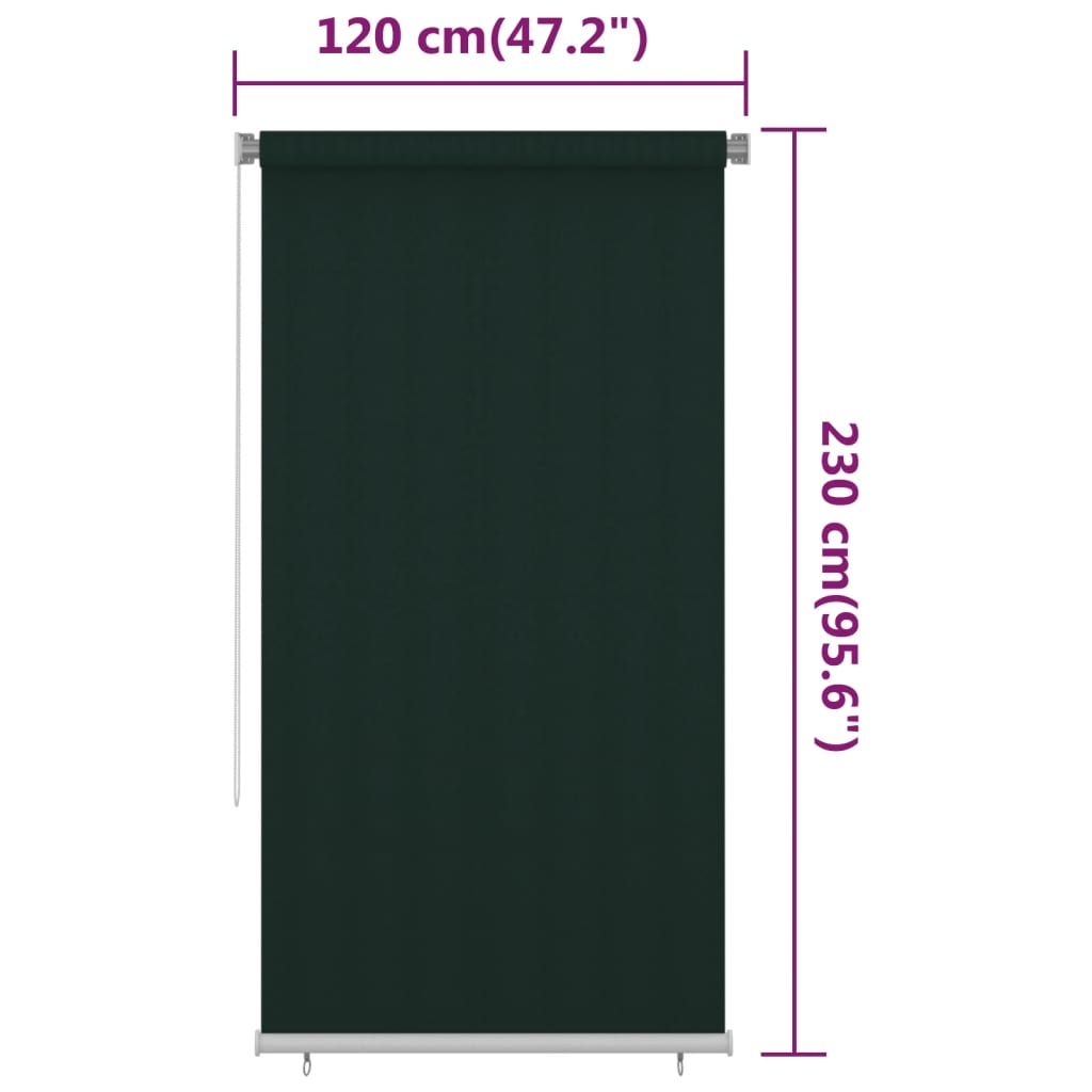 Lauko roletas, tamsiai žalios spalvos, 120x230cm, HDPE