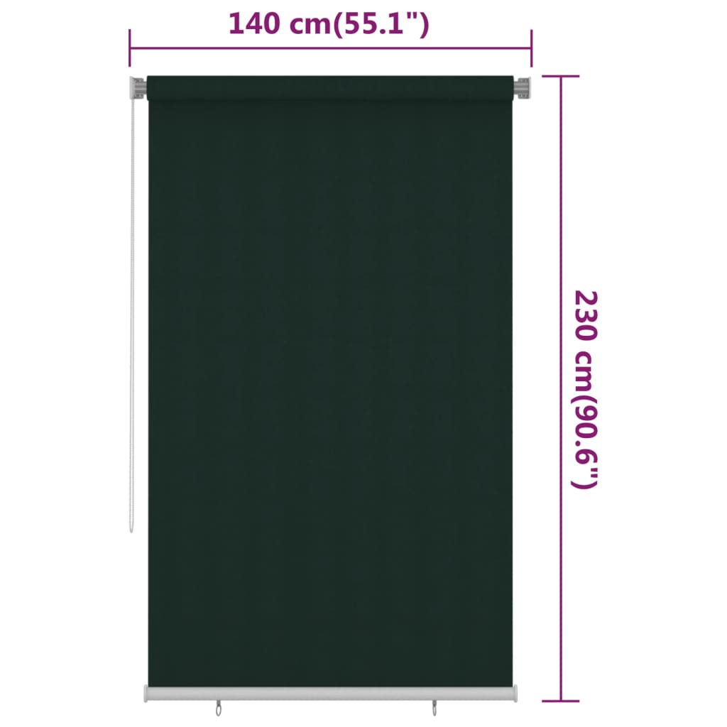 Lauko roletas, tamsiai žalios spalvos, 140x230cm, HDPE