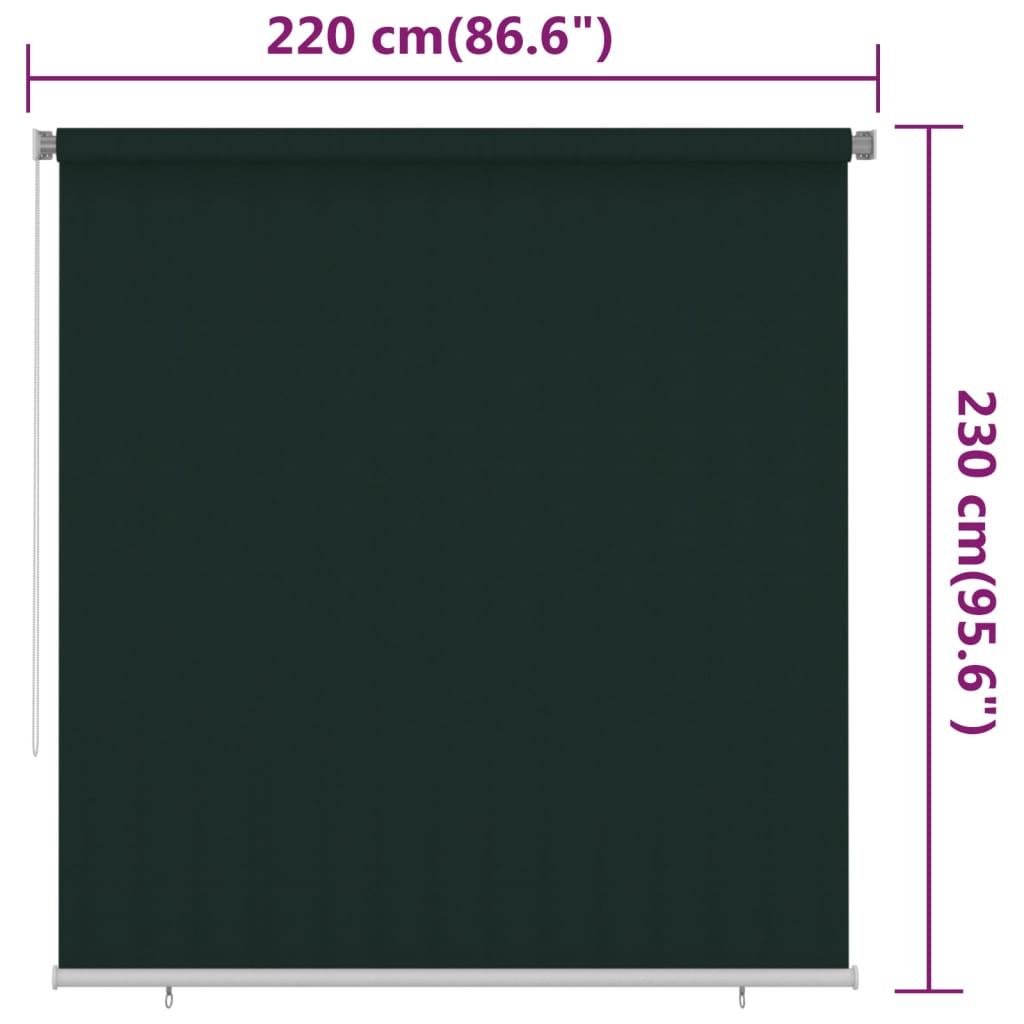Lauko roletas, tamsiai žalios spalvos, 220x230cm, HDPE
