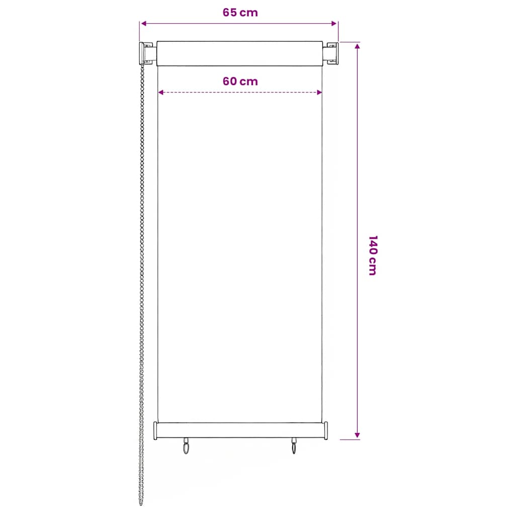Lauko roletas, 65 (plotis) x 140 (aukštis) cm, mėlynos spalvos, HDPE