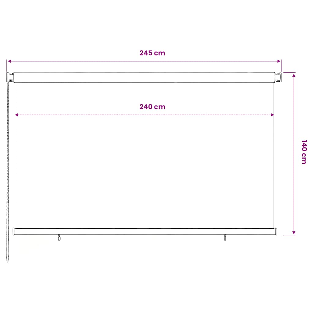 Lauko roletas, 245 (plotis) x 140 (aukštis) cm, juodos spalvos