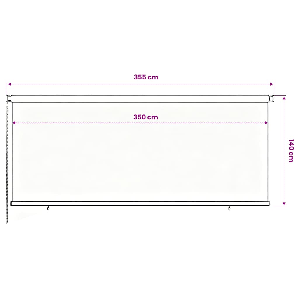 Lauko roletas, 355 (plotis) x 140 (aukštis) cm, juodos spalvos