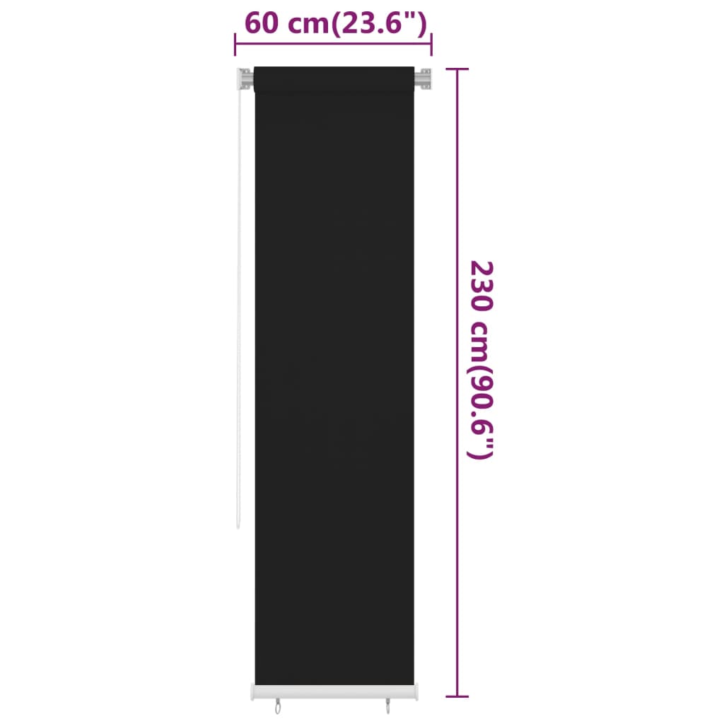 Lauko roletas, 65 (plotis) x 230 (aukštis) cm, juodos spalvos, HDPE