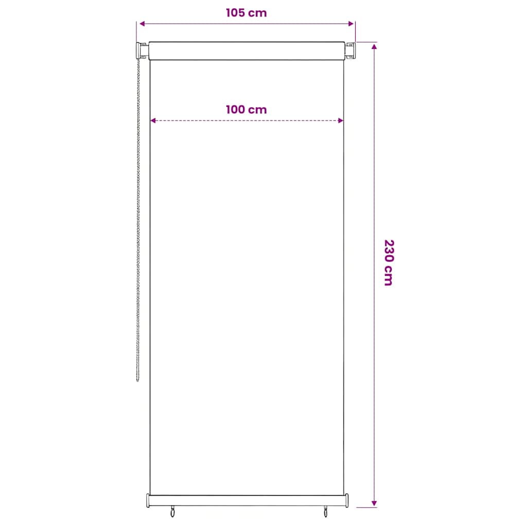 Lauko roletas, 105 (plotis) x 230 (aukštis) cm, juodos spalvos