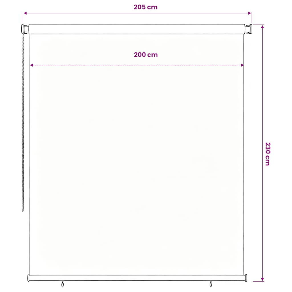Lauko roletas, 205 (plotis) x 230 (aukštis) cm, juodos spalvos