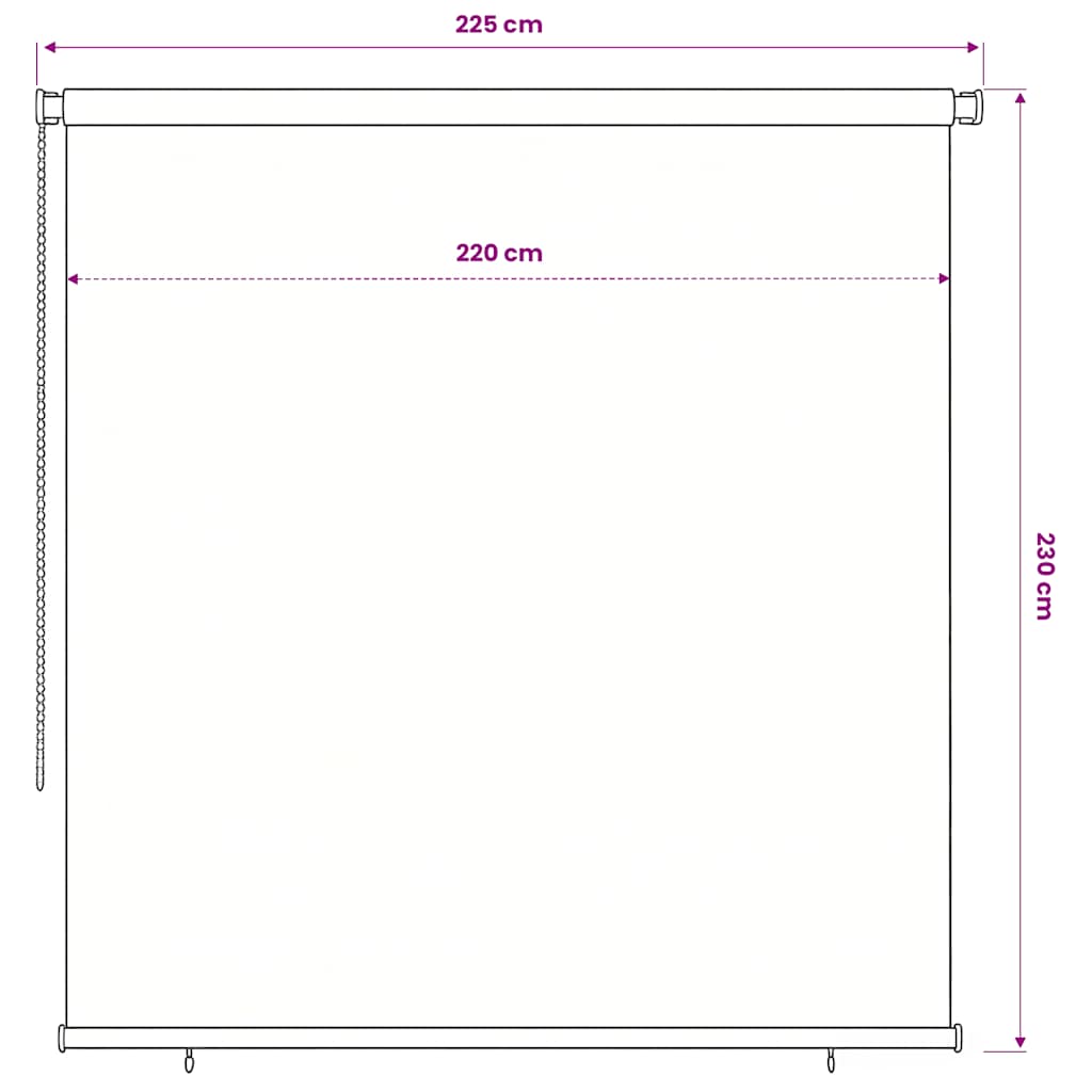 Lauko roletas, 245 (plotis) x 230 (aukštis) cm, juodos spalvos