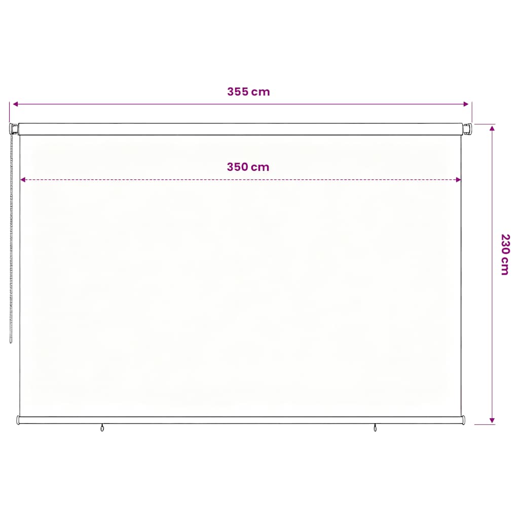 Lauko roletas, 355 (plotis) x 230 (aukštis) cm, juodos spalvos