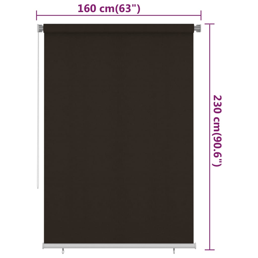Lauko roletas, rudos spalvos, 160x230cm, HDPE