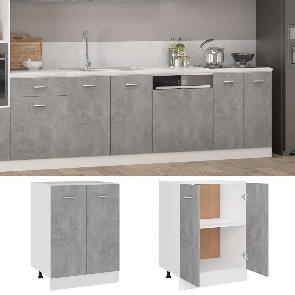 Base cabinet, "Lyon", concrete gray, 60x46x81.5cm