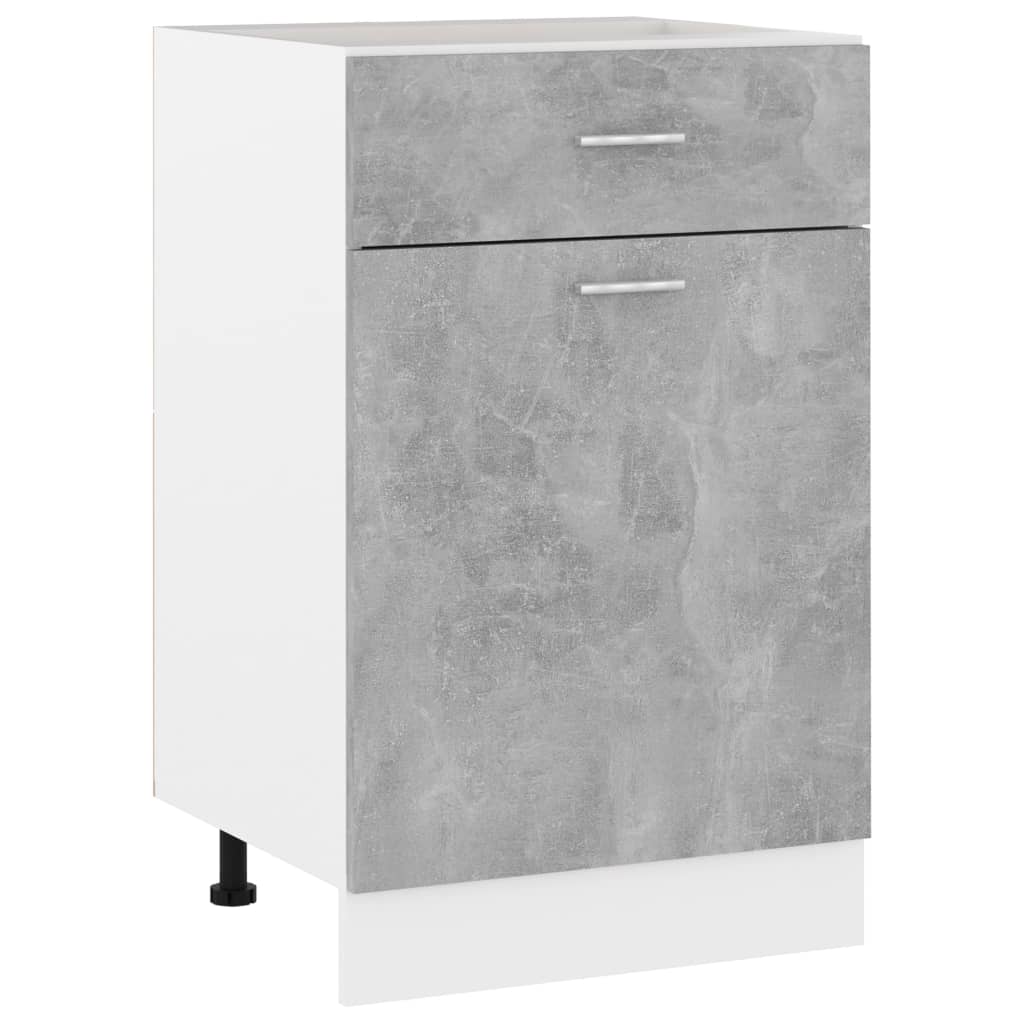 Base cabinet with a drawer, "Lyon", concrete, 50x46x81.5cm