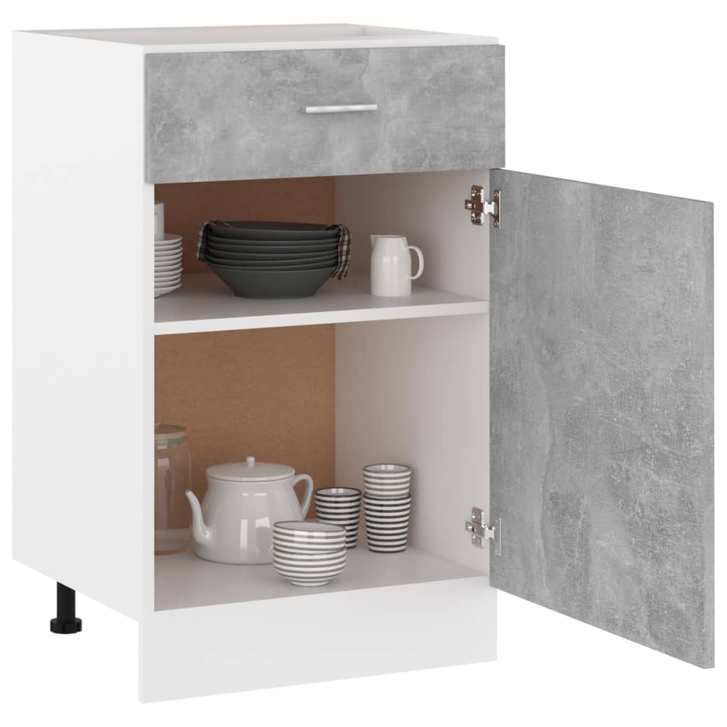 Base cabinet with a drawer, "Lyon", concrete, 50x46x81.5cm