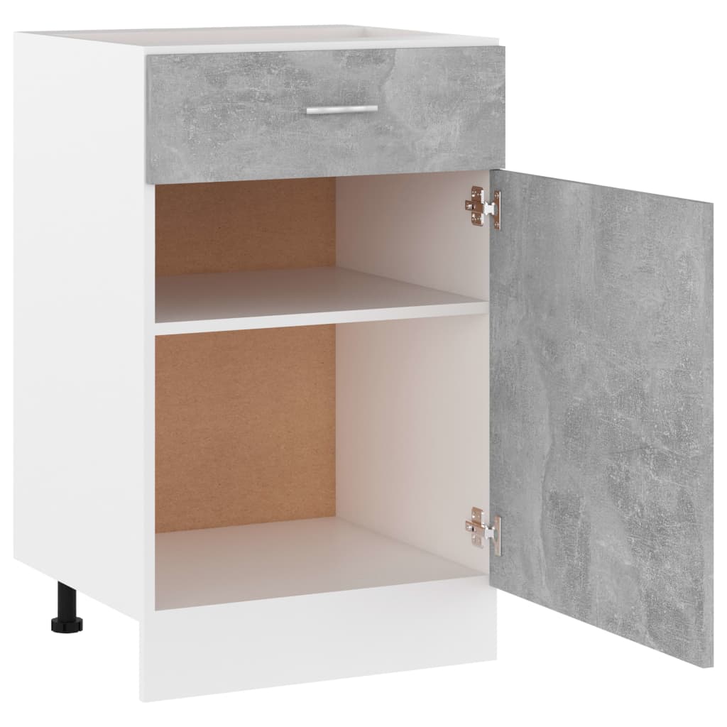 Base cabinet with a drawer, "Lyon", concrete, 50x46x81.5cm