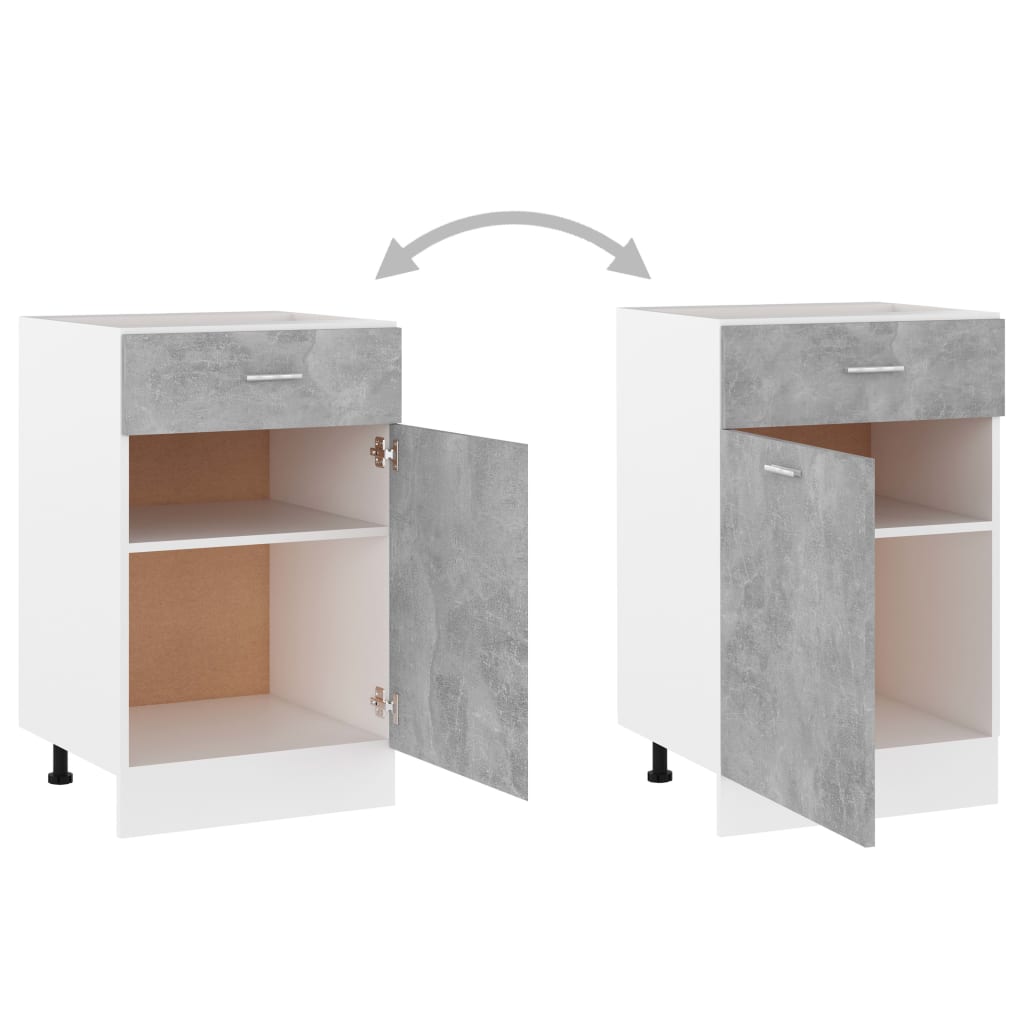 Base cabinet with a drawer, "Lyon", concrete, 50x46x81.5cm