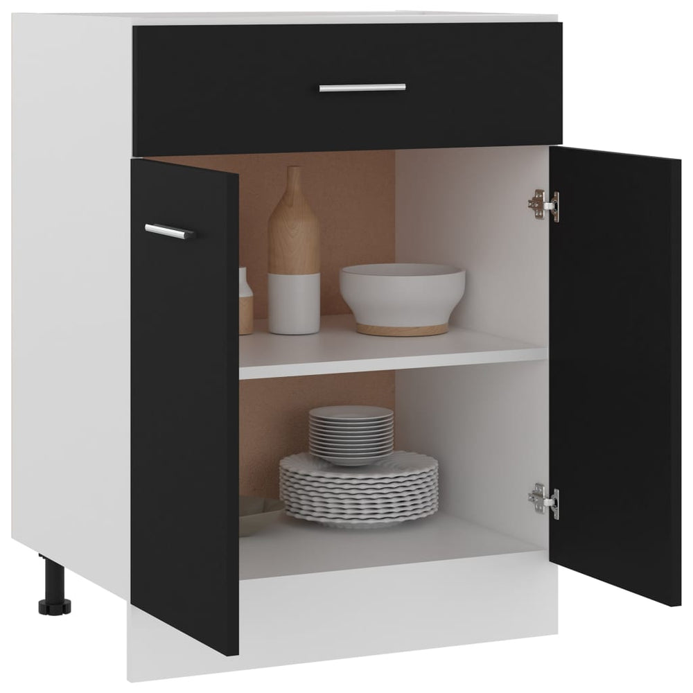 Base cabinet with drawer, "Lyon", black, 60x46x81.5cm