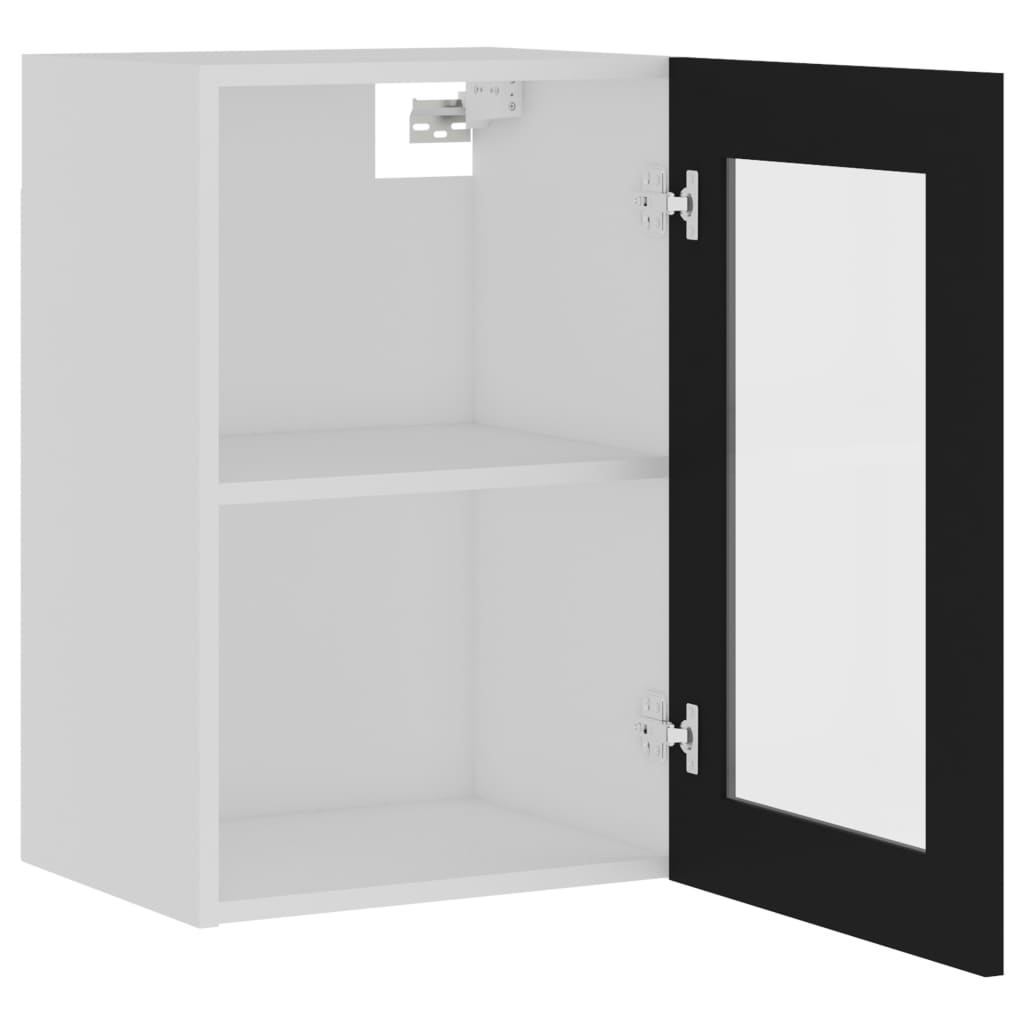 Wall-mounted glass cabinet, "Lyon", black, 40x31x60cm