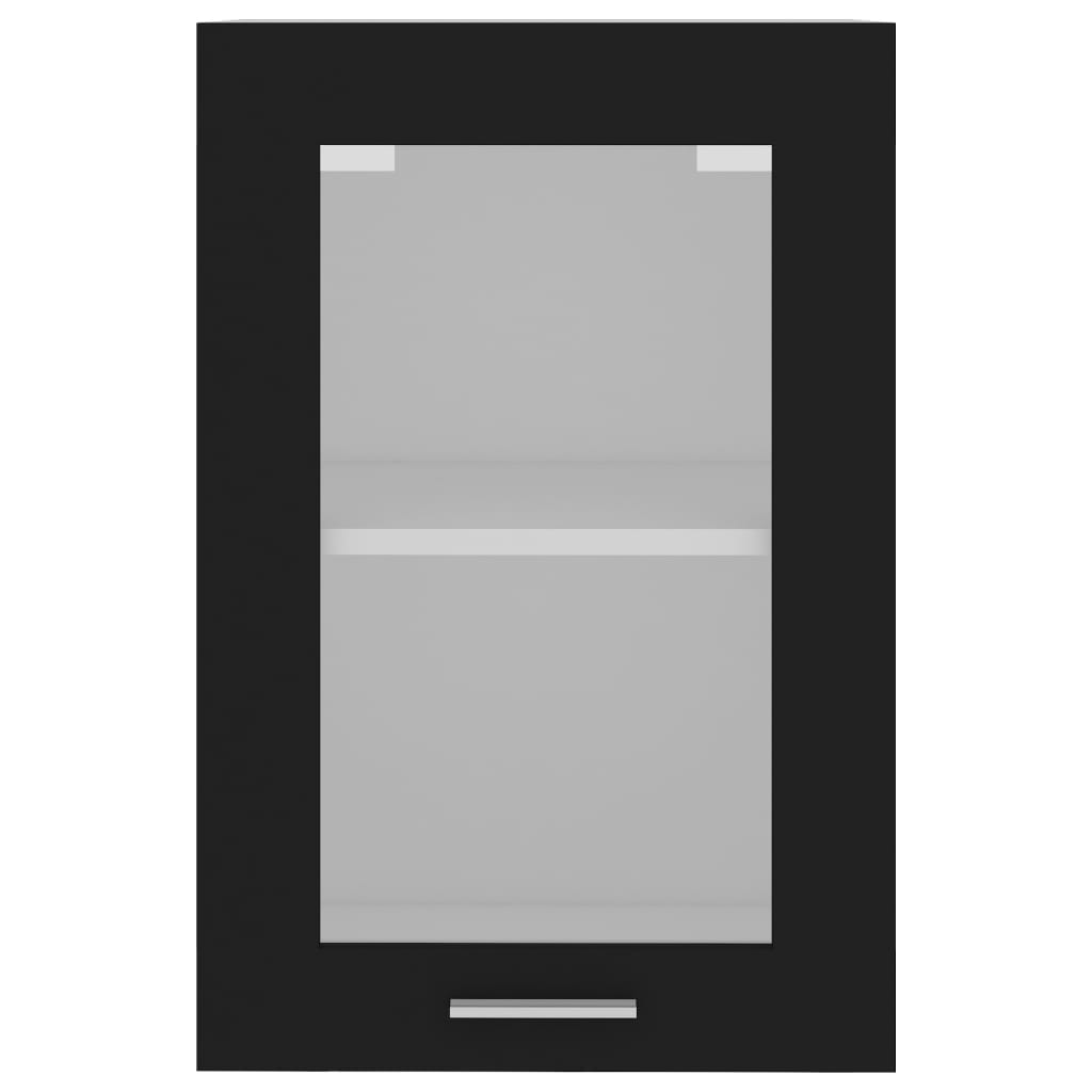 Wall-mounted glass cabinet, "Lyon", black, 40x31x60cm