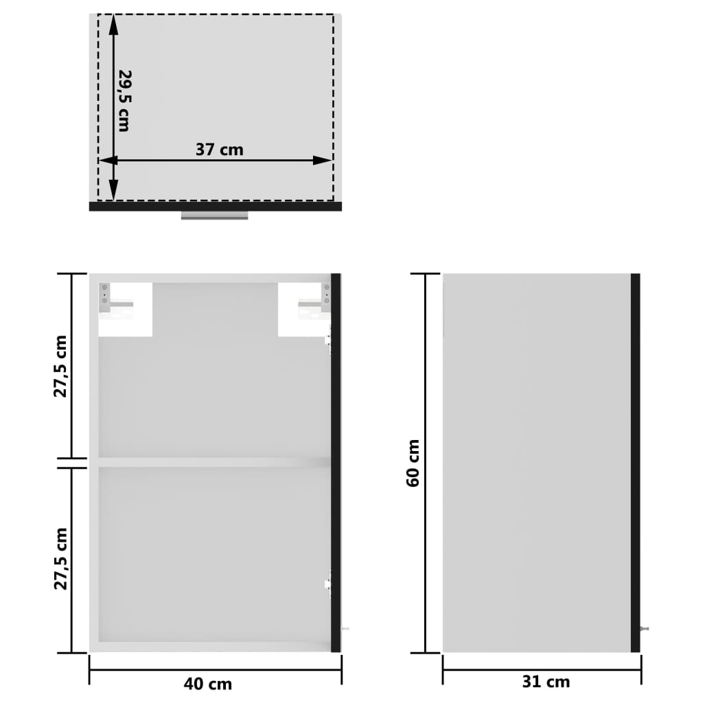 Wall-mounted glass cabinet, "Lyon", black, 40x31x60cm