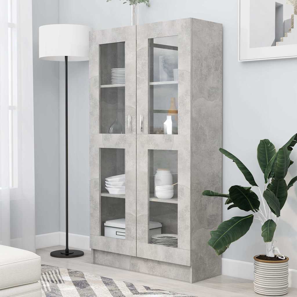 Vitrininė spintelė, betono, 82,5x30,5x150cm, apdirbta mediena