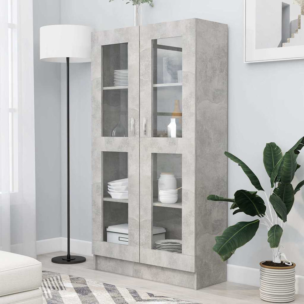 Vitrininė spintelė, betono, 82,5x30,5x150cm, apdirbta mediena