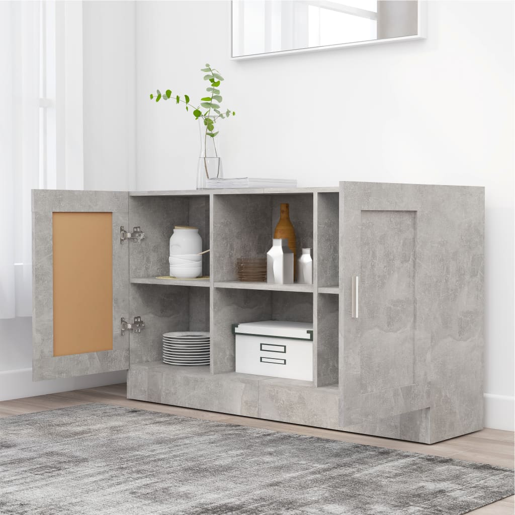 Šoninė spintelė, betono, 120x30,5x70cm, apdirbta mediena