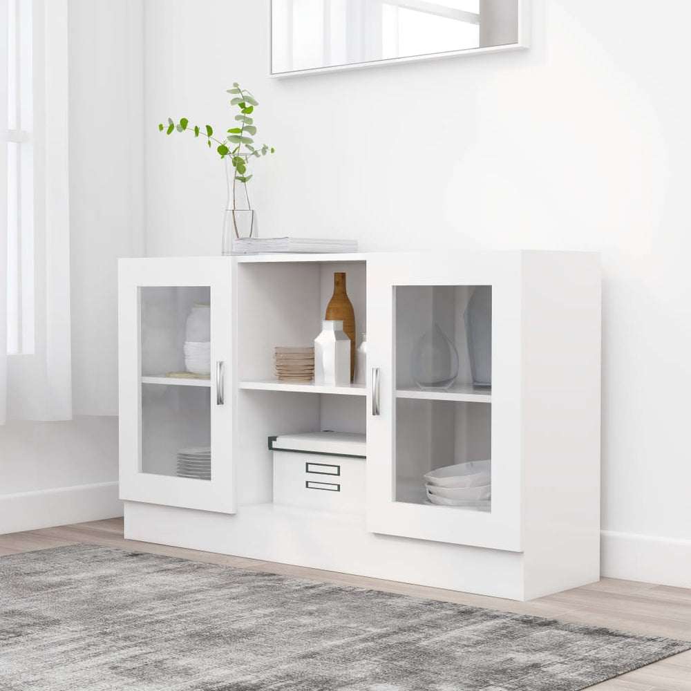 Vitrininė spintelė, balta, 120x30,5x70cm, apdirbta mediena