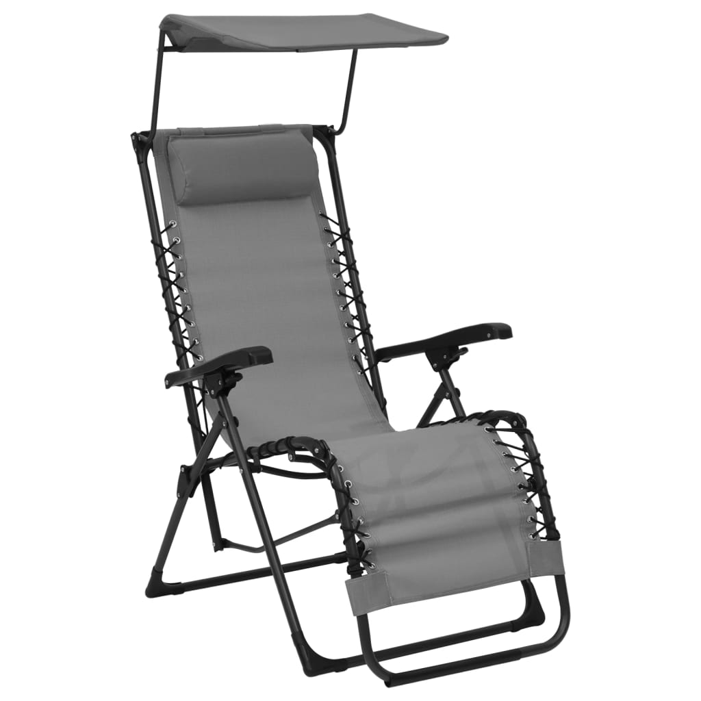 Foldable patio chair, grey, textilene