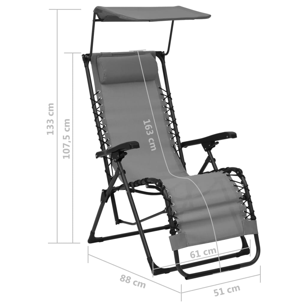 Foldable patio chair, grey, textilene