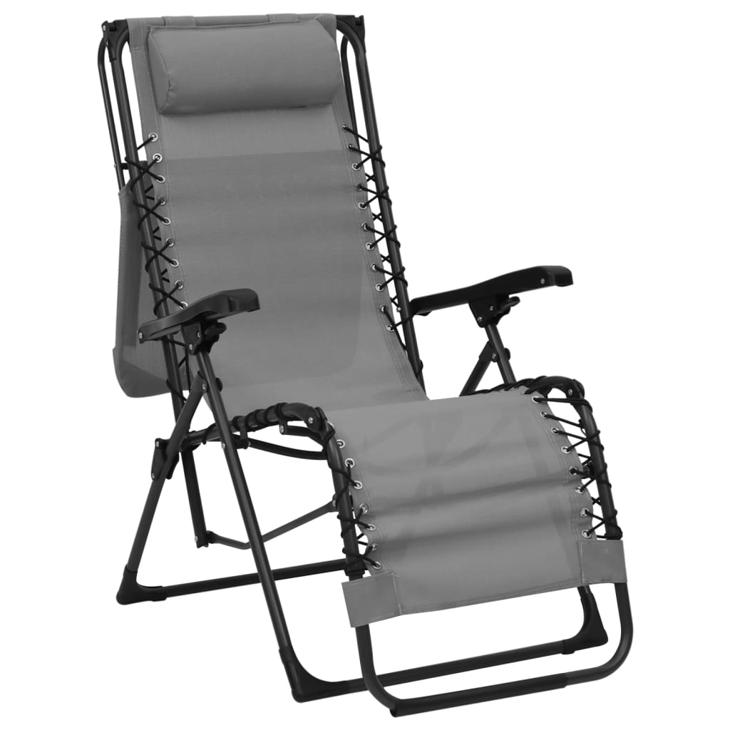 Foldable patio chair, grey, textilene
