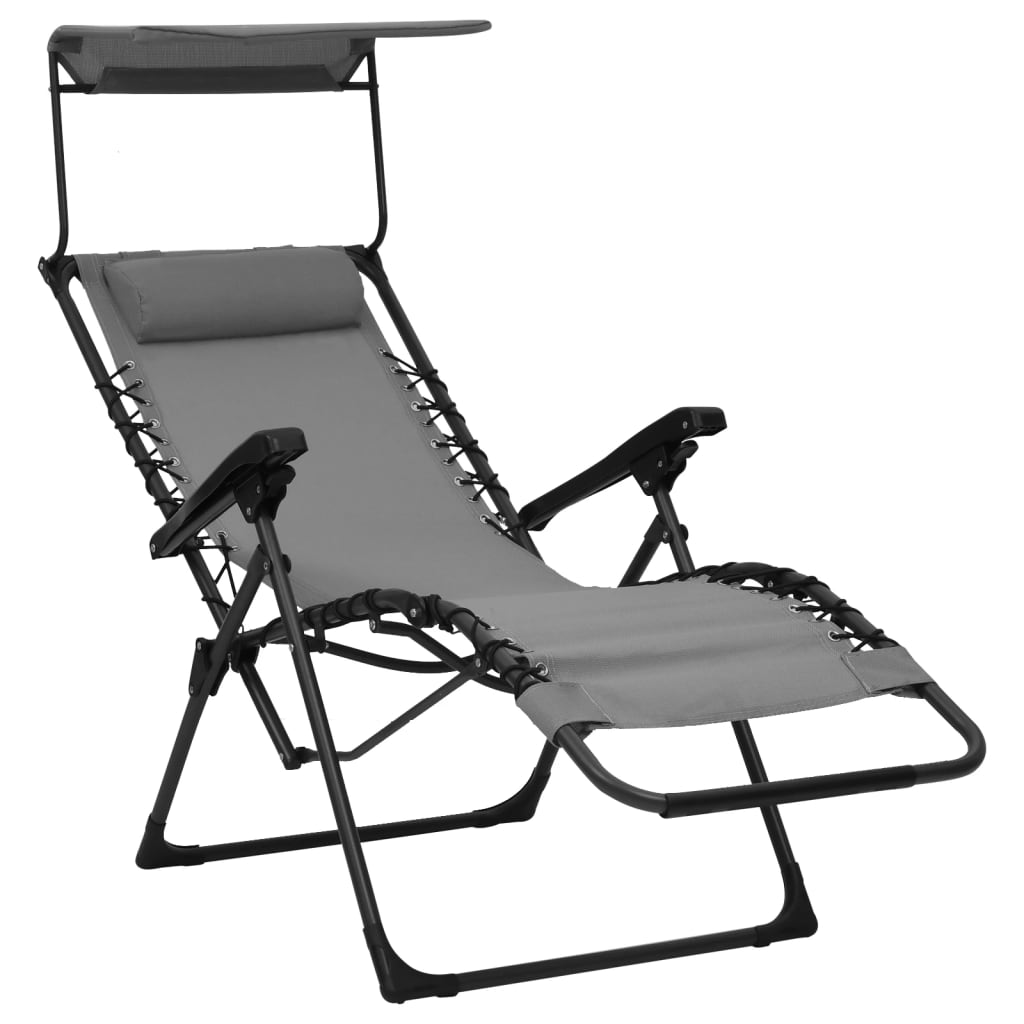 Foldable patio chair, grey, textilene