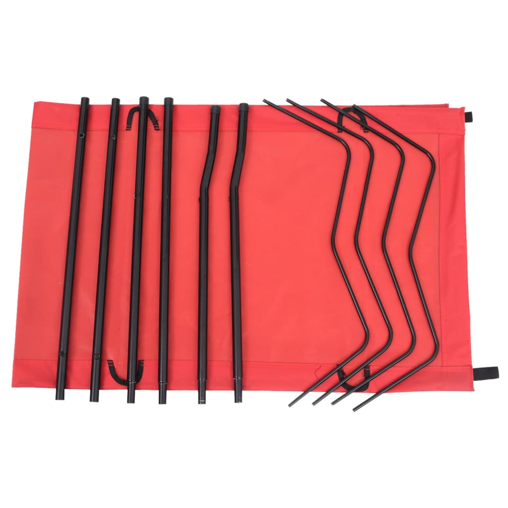Kempinga krēsls, sarkans, 180x60x19cm, audums un tērauds