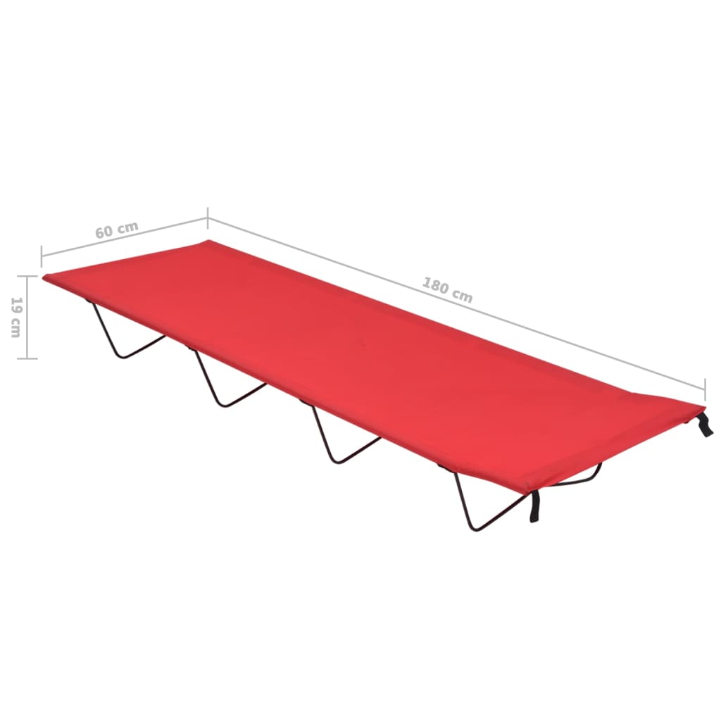 Kempinga krēsls, sarkans, 180x60x19cm, audums un tērauds