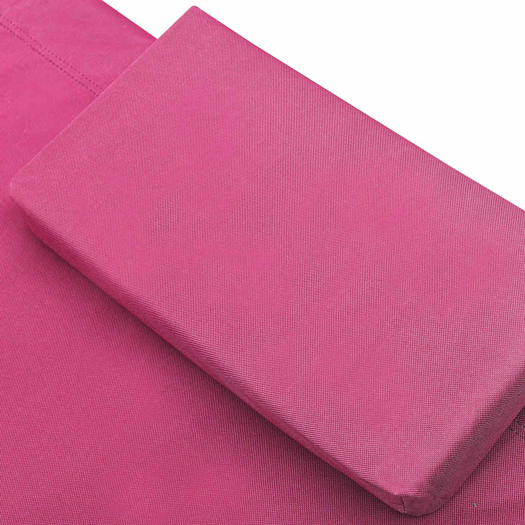 Lauko poilsio gultas su stogeliu ir pagalvėmis, rožinės spalvos