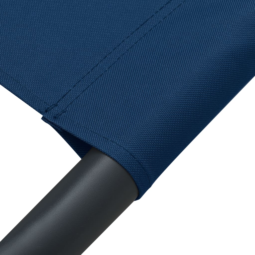 Outdoor lounge bed with canopy and pillow, blue