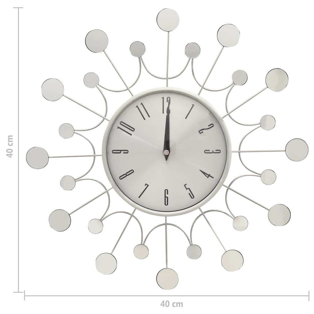 Wall clock, silver, 40cm, metal