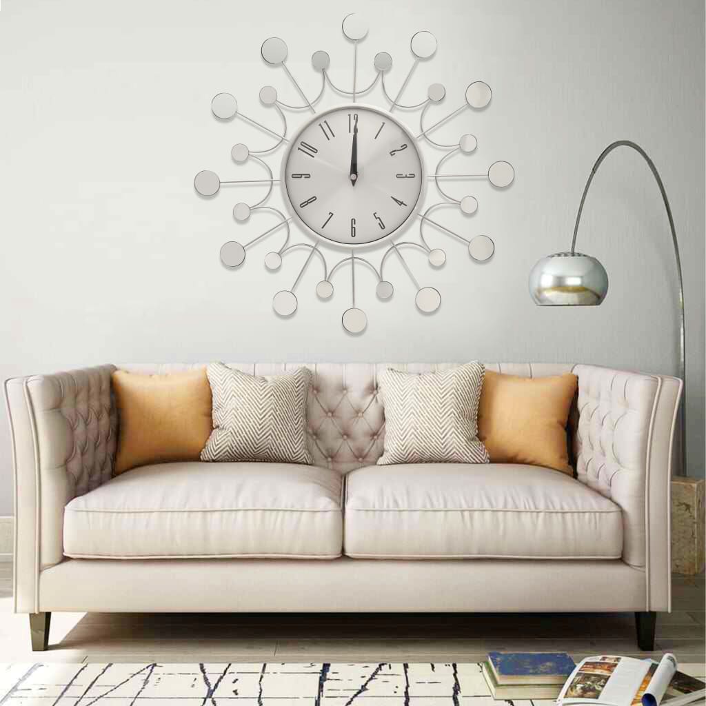 Wall clock, silver, 40cm, metal