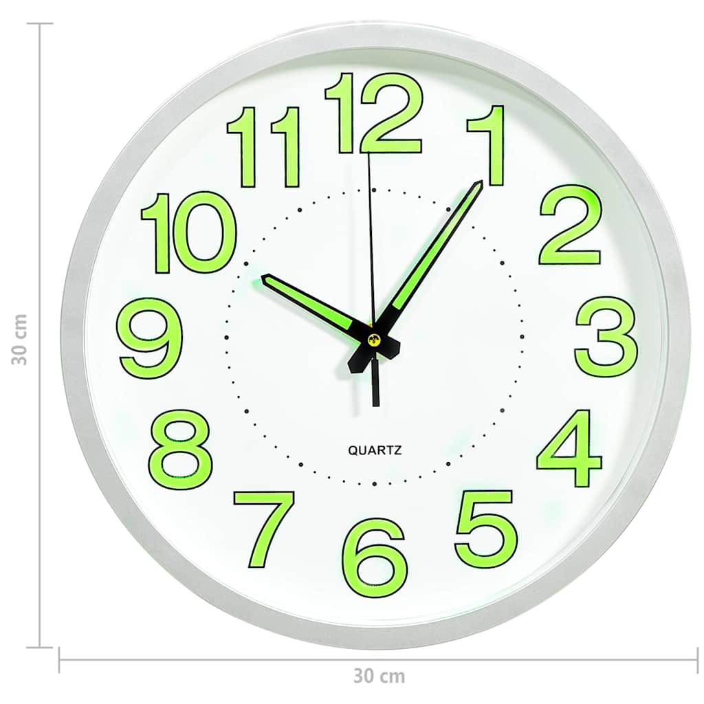 Luminous wall clock, white, 30cm
