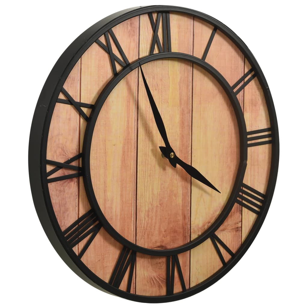 Sienas pulkstenis, brūns un melns, 39 cm, MDF un dzelzs