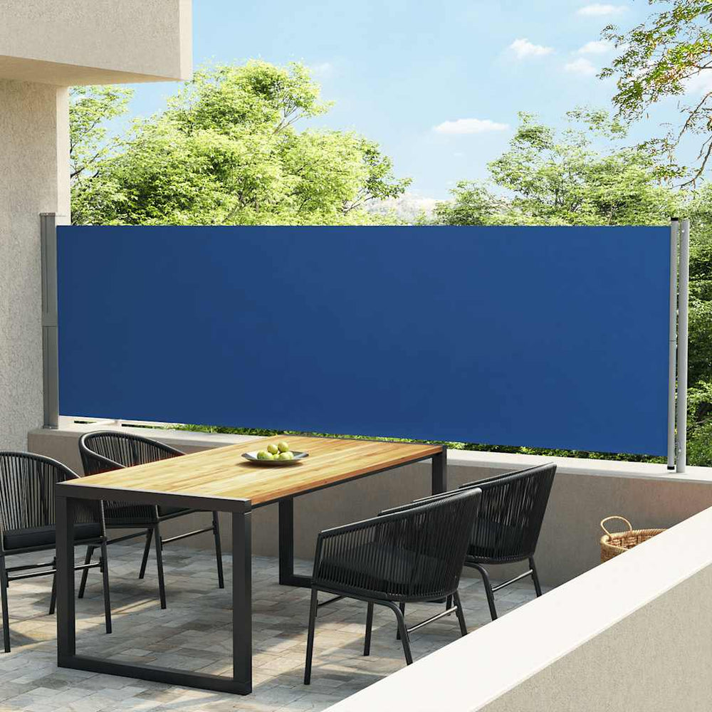 Ištraukiama šoninė kiemo pertvara, mėlynos spalvos, 140x600cm