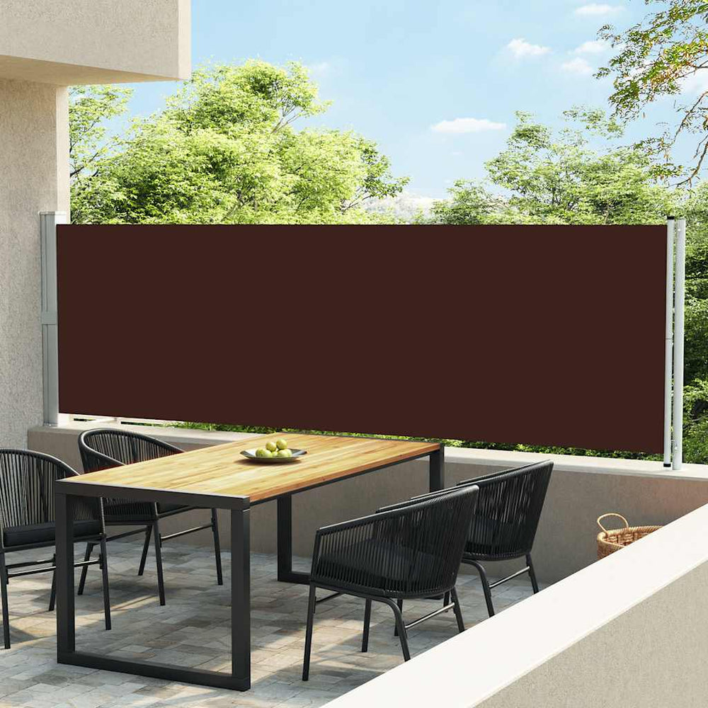 Ištraukiama šoninė kiemo pertvara, rudos spalvos, 140x600cm
