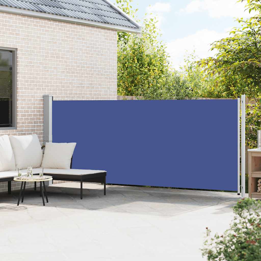Retractable courtyard side awning, blue, 600x160cm