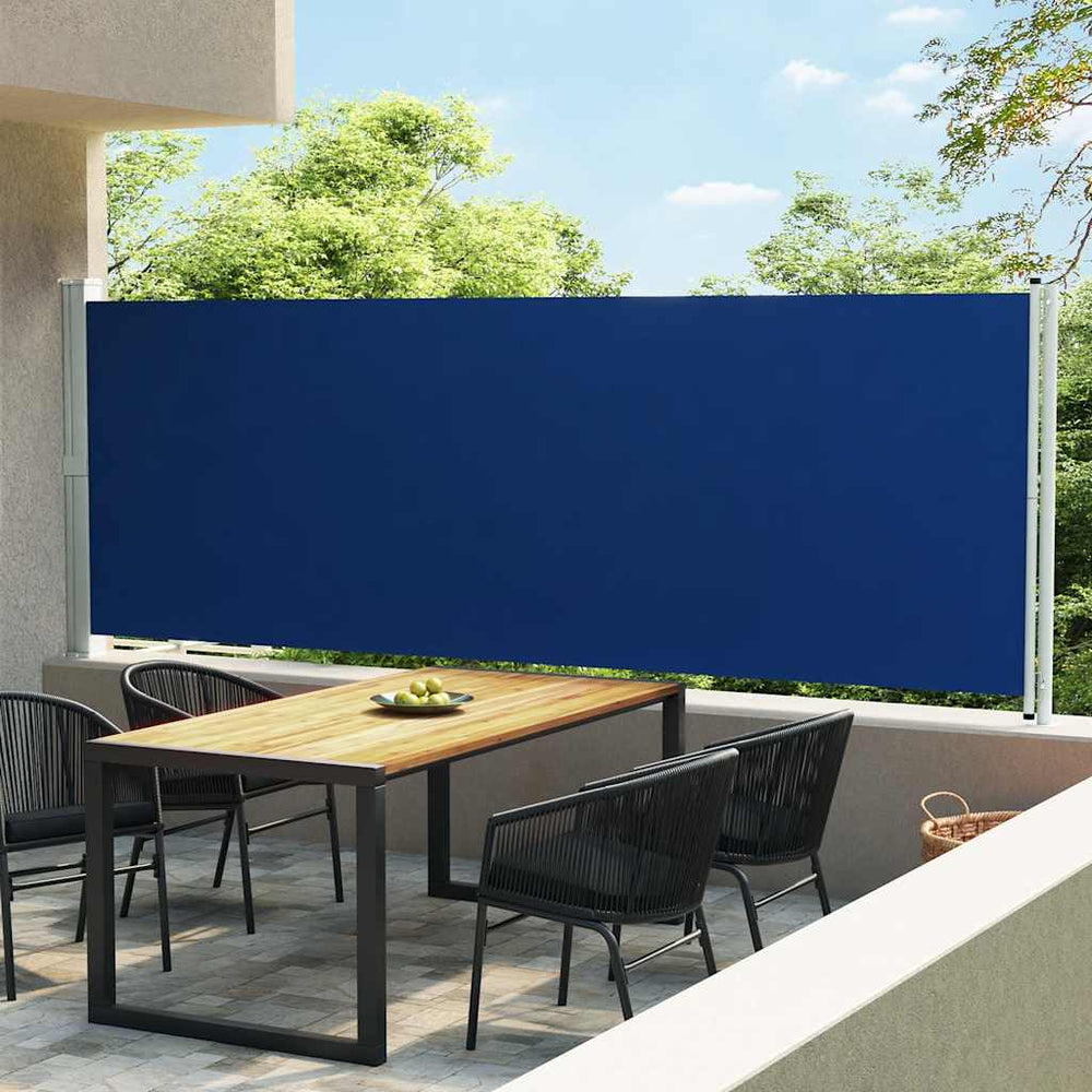 Ištraukiama šoninė kiemo markizė, mėlynos spalvos, 600x160cm