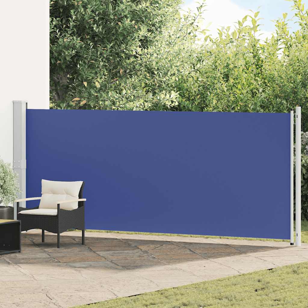 Retractable courtyard side awning, blue, 600x160cm